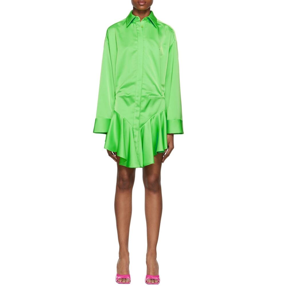 The Attico Candice Shirt Dress Fluorescent Green SZ 6 US NWT MSRP $945